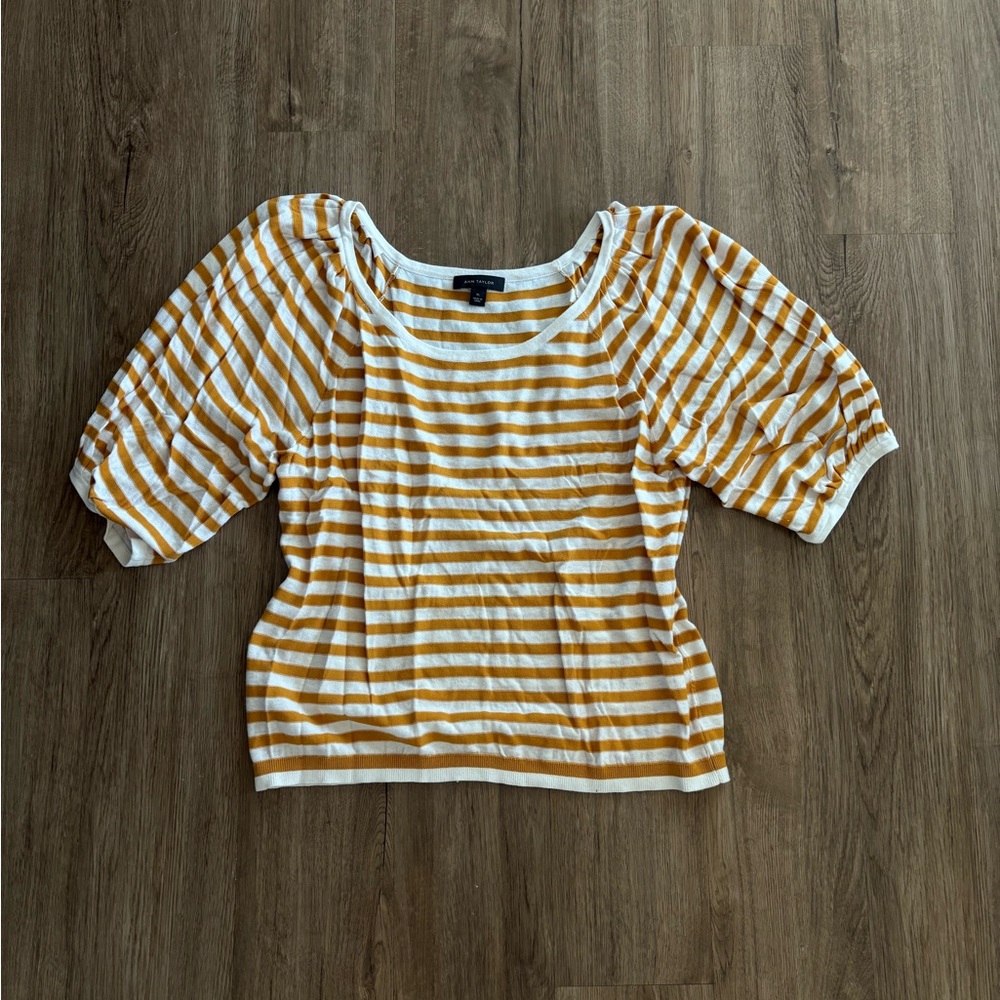 Yellow & White Striped Ann Taylor Top